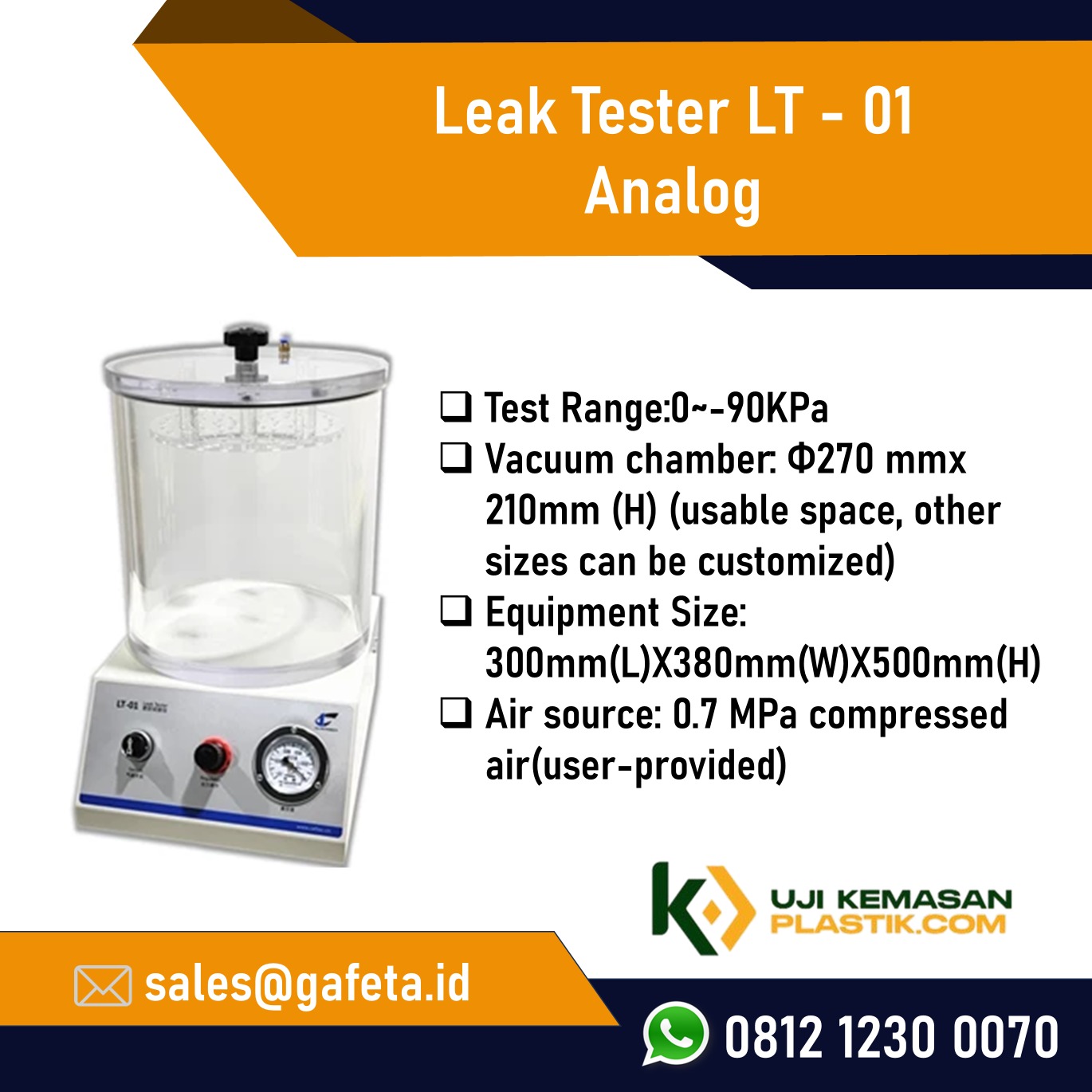 Jual LT-01 Leak Tester – Alat Uji & Deteksi Kebocoran Kemasan Manual