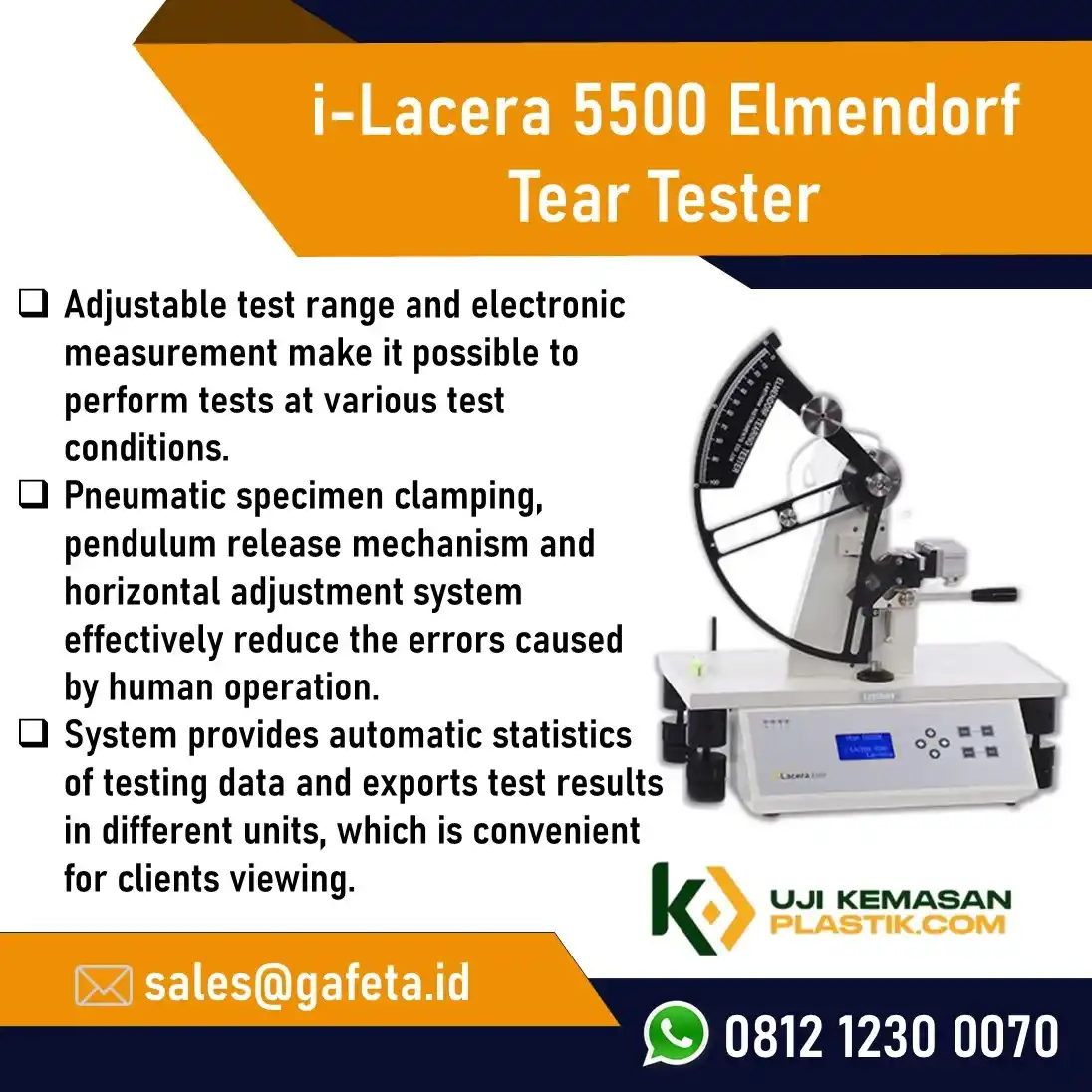 Jual i-Lacera 5500 Elmendorf Tear Tester - Uji Ketahanan Sobek Material