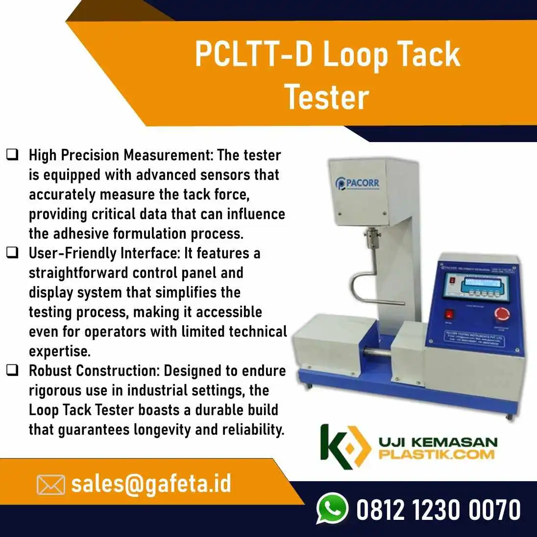 Jual Pacorr PCLTT-D Loop Tack Tester – Alat Uji Perekat Berkualitas Tinggi