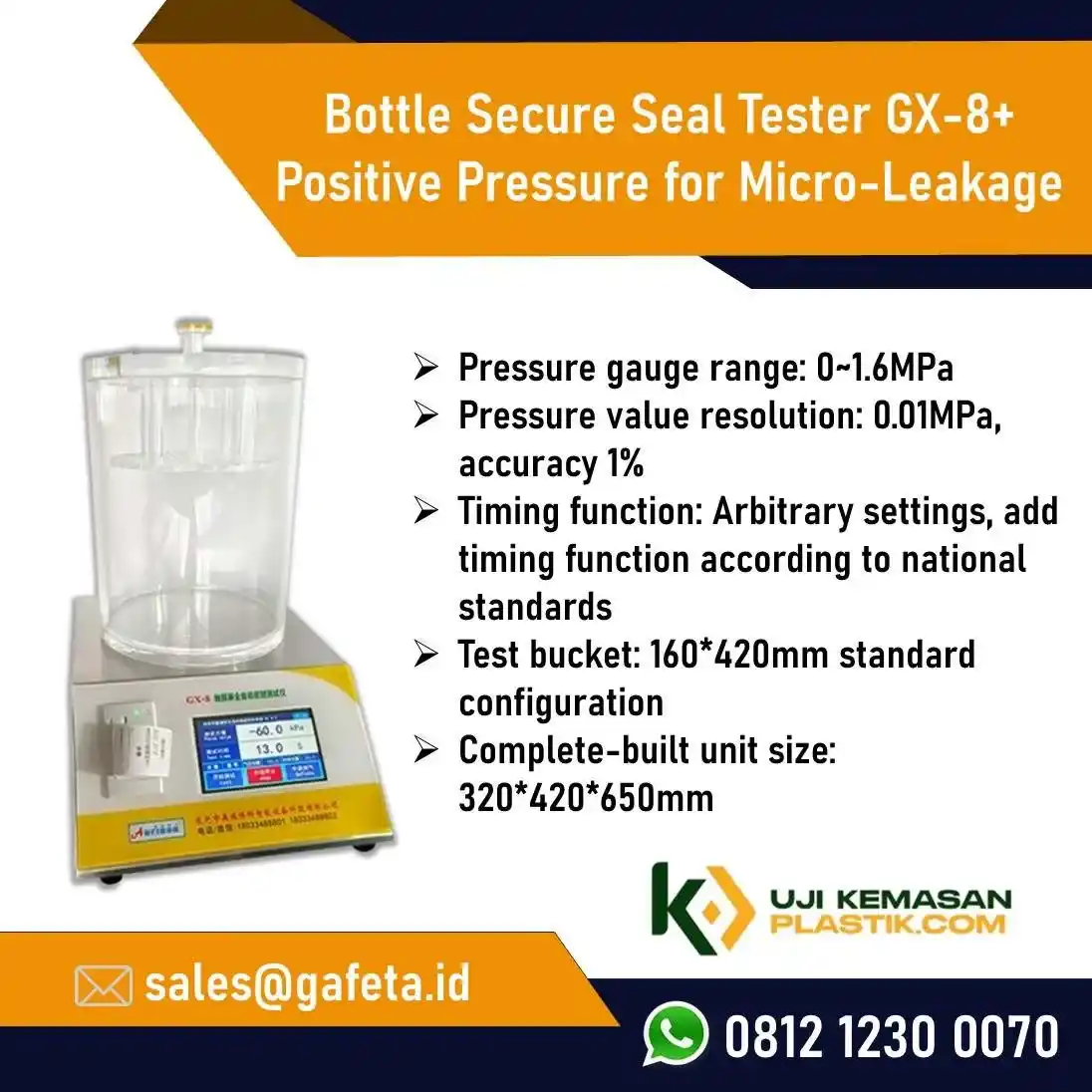 Jual Bottle Secure Seal Tester GX-8+ Positive Pressure for Micro-Leakage